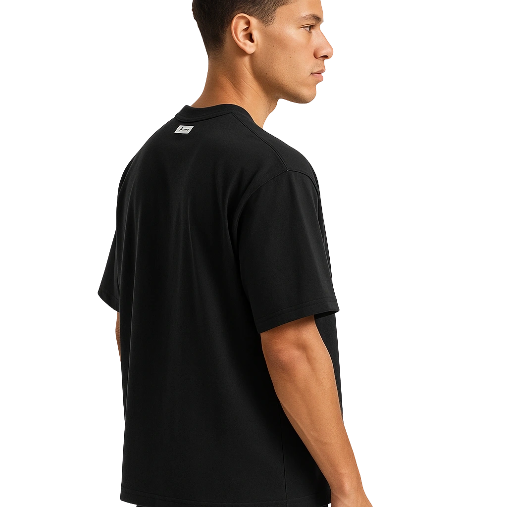 a man in a black shirt