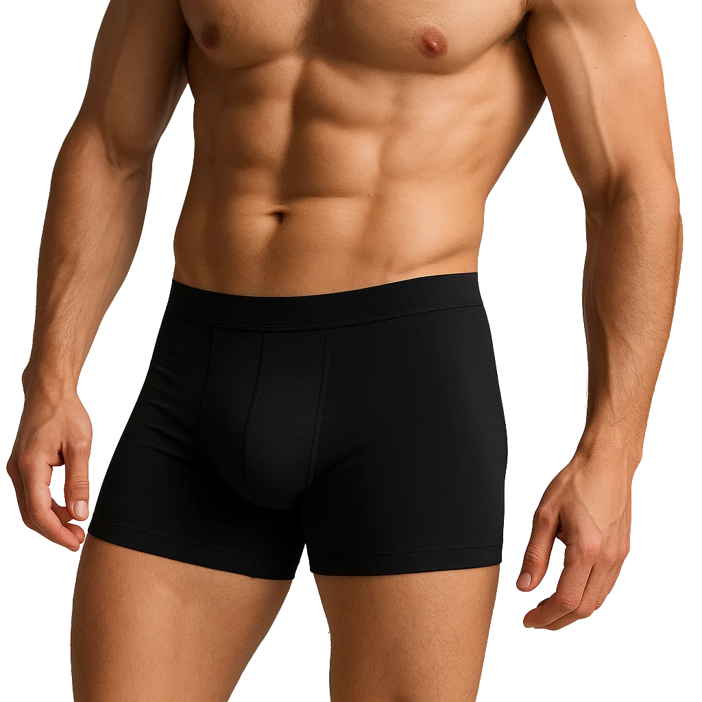 a man wearing black underwear