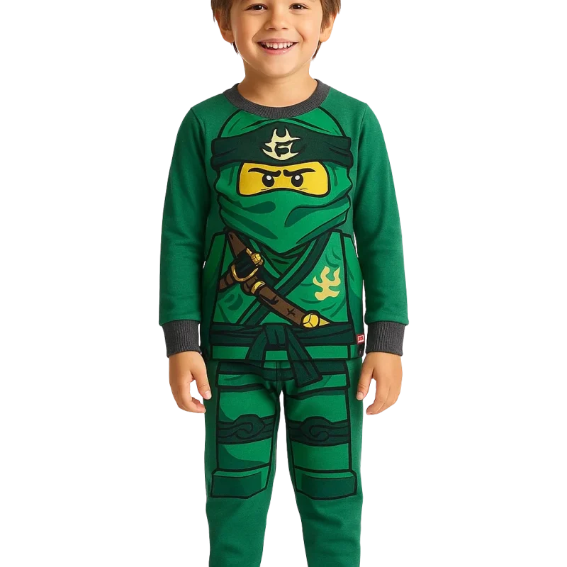 9_Custom Apparel a boy in a green pajamas