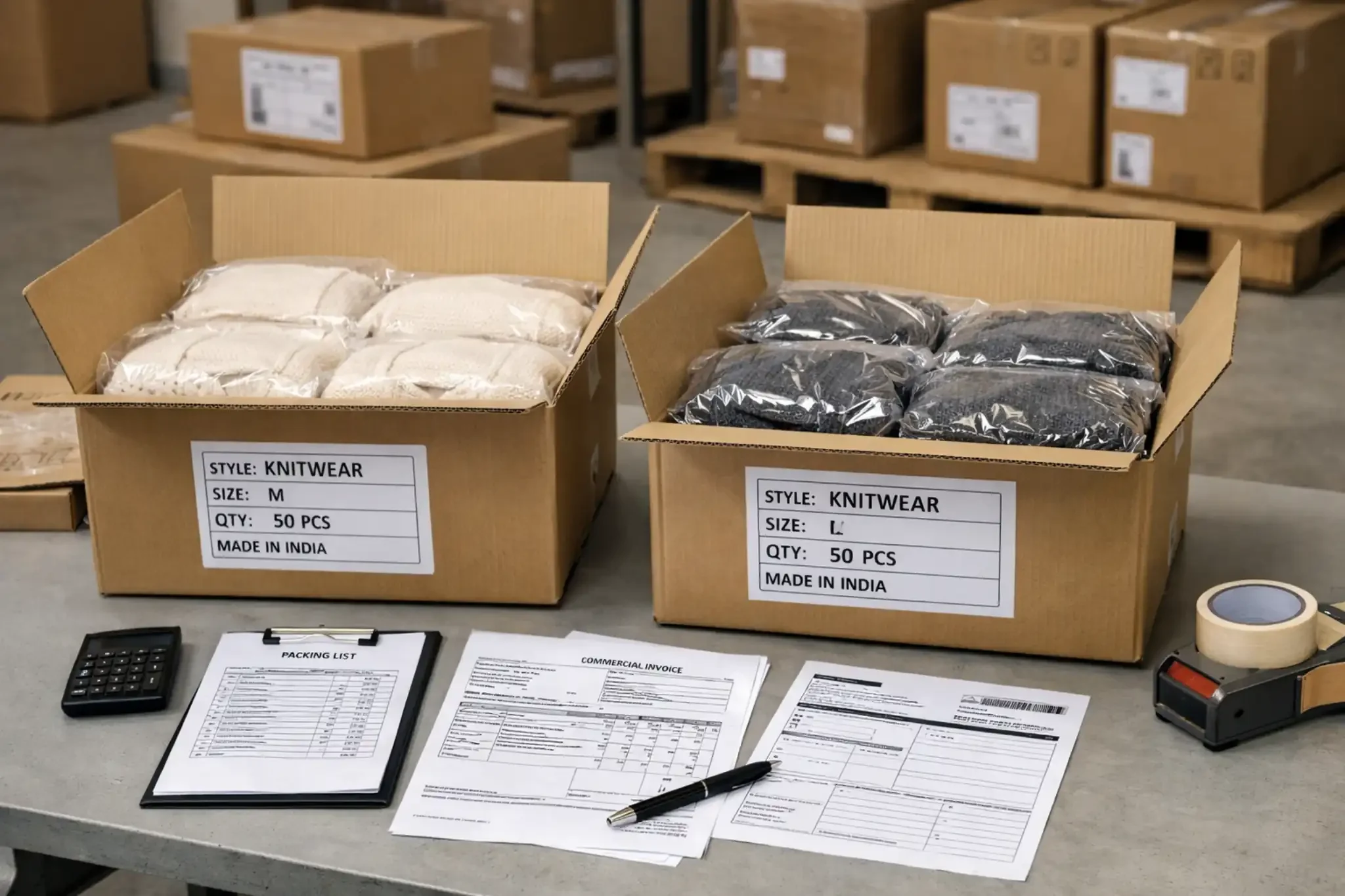 Export-ready knitwear packing and documentation for Germany imports