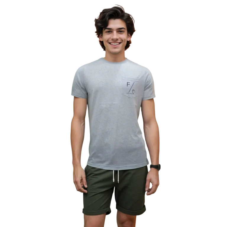 a man in a grey shirt