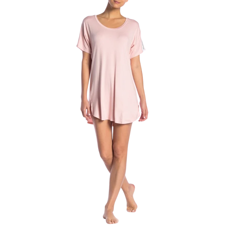 a woman in a pink dress