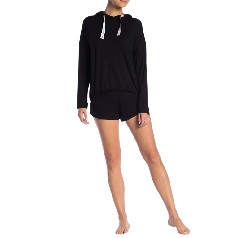 a woman in black outfit