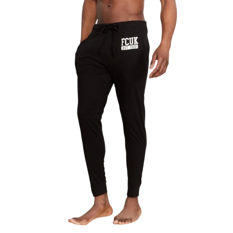 a man wearing black pants