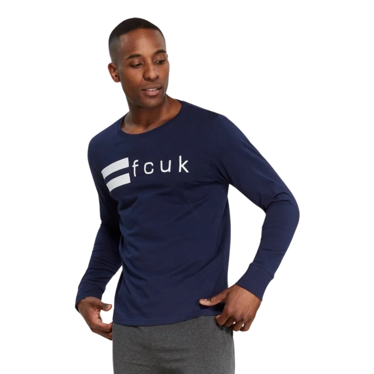 a man in a blue shirt