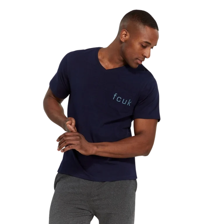 a man in a blue shirt