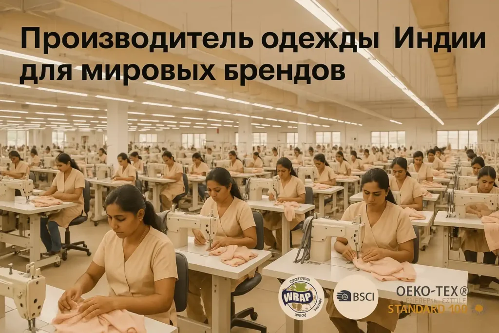 Clothing factory with workers sewing garments.