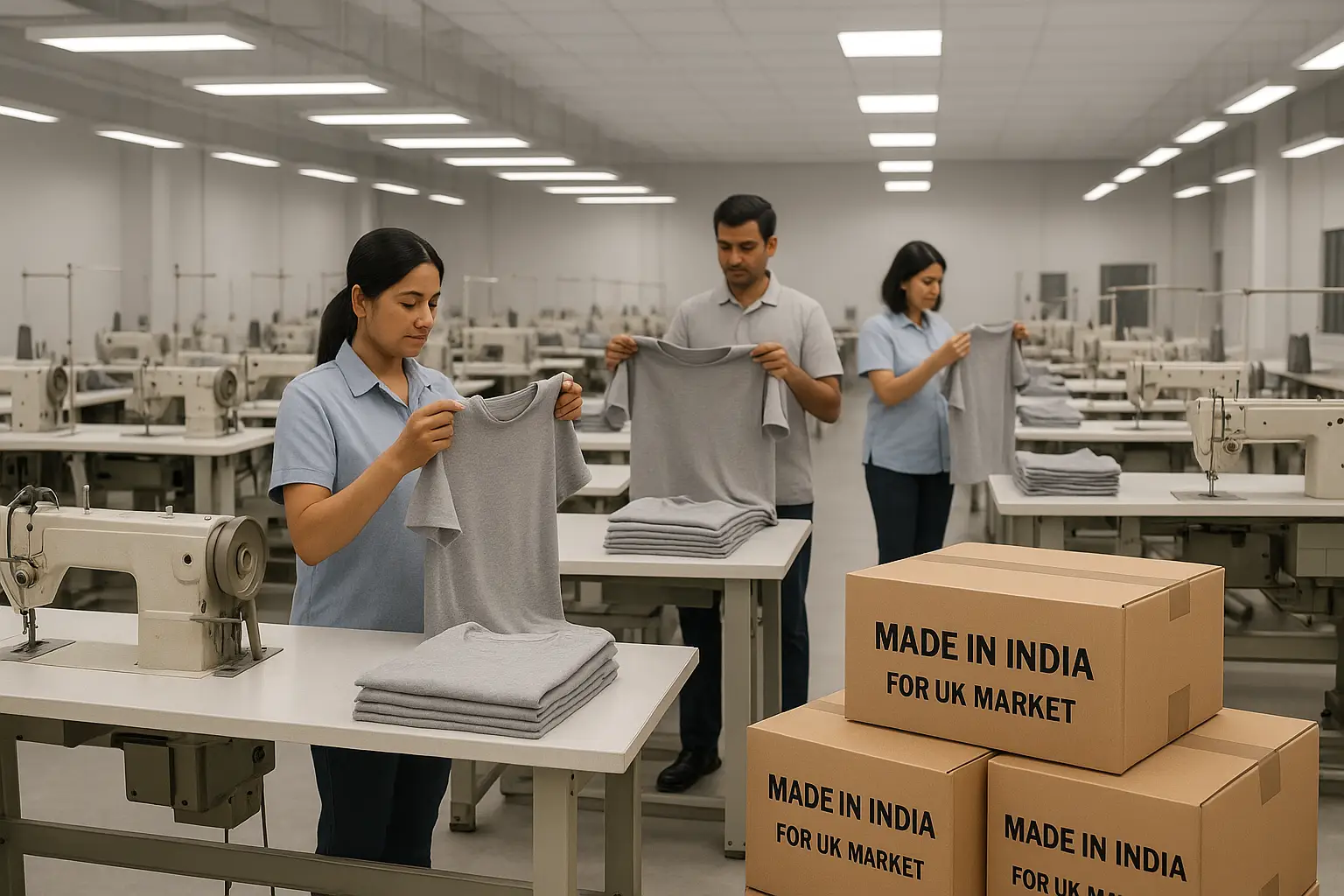 UK apparel sourcing from India – Tiruppur garment factory manufacturing export-quality knitwear for UK buyers