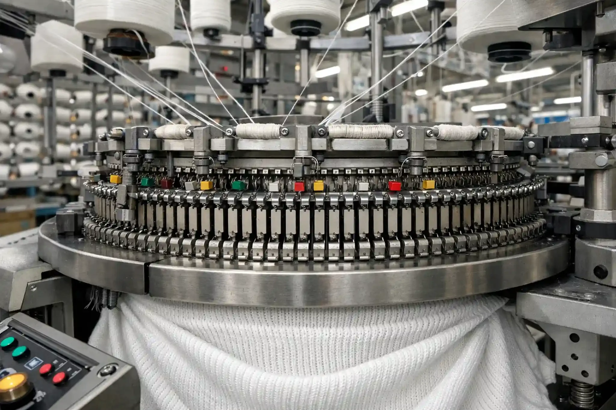 Cotton jersey fabric knitting process for crew neck t-shirt manufacturing in India